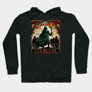 Fearless Leader Agains Shadowy Foes - Stained Glass Art - Fantasy Hoodie